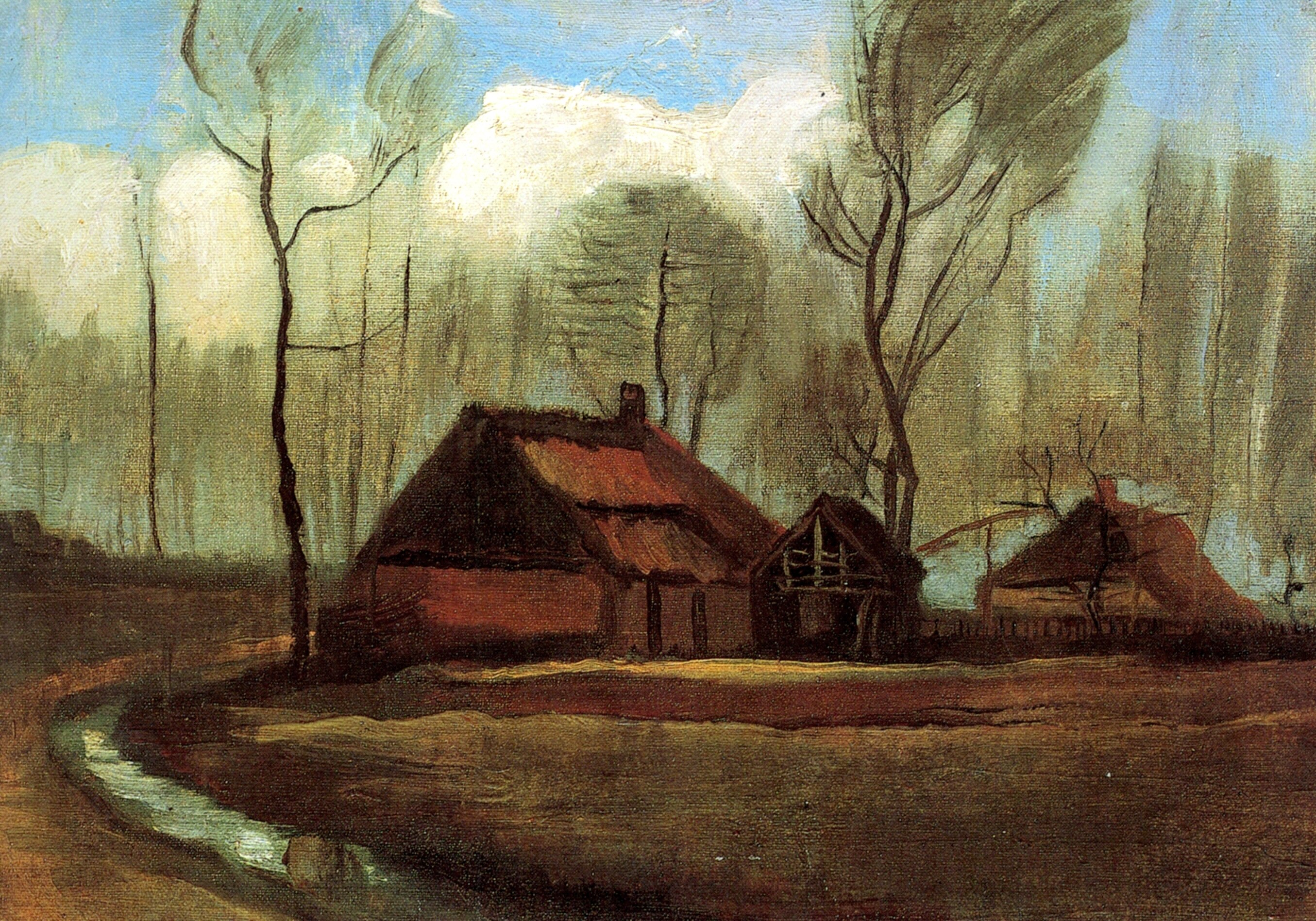 Картина Ван Гога Фермерские домики в роще 1883